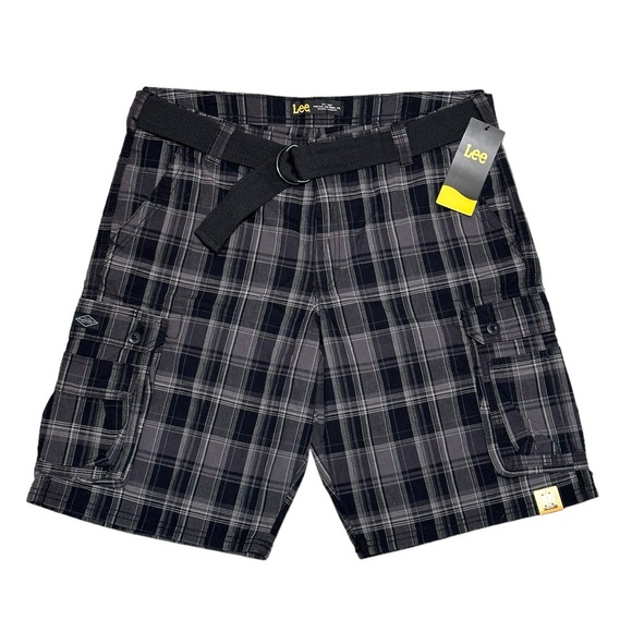 Men's Lee 36 Large Chino Khakis Shorts Cargo Black Gray Stretch Durable NWT - Picture 4 of 11